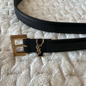 YSL Saint Laurent Skinny Monogram Lacquer Belt with dust bag